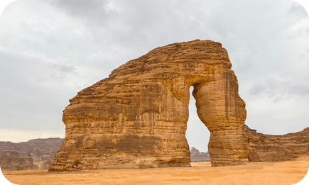 The Elephant Rock formation in AlUla, Saudi Arabia.