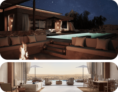 Elegant desert retreat with pool at The Ritz-Carlton Ras Al Khaimah, Al Wadi Desert.